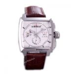 Replica Tag Heuer Monaco Calibre 12 LS White Chronograph SS Brown Leather Watch